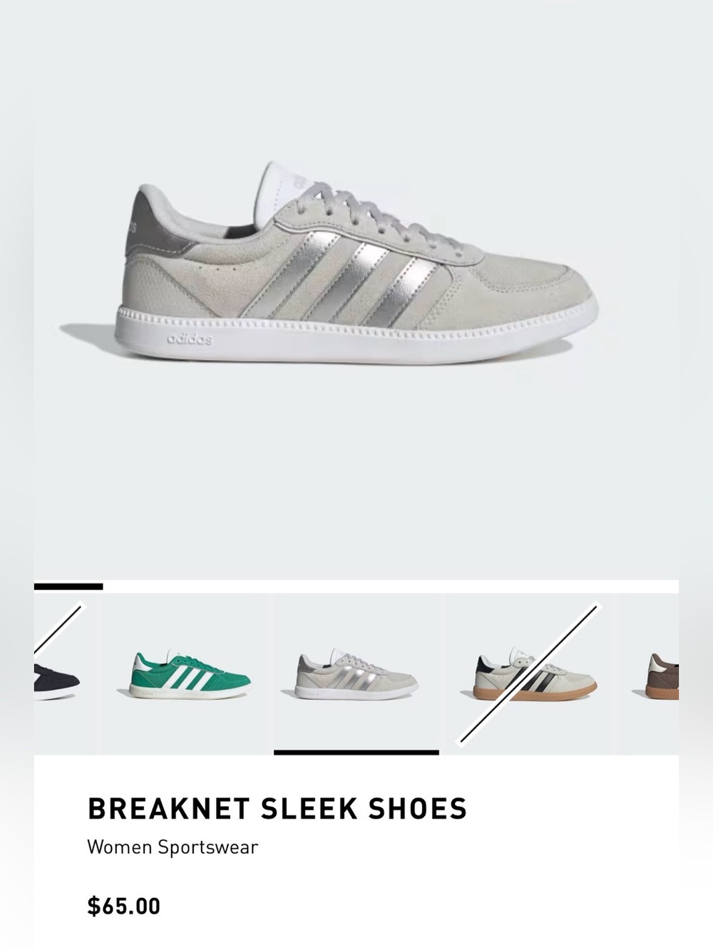 adidas Breaknet Sleek Light Gray Suede Low-Top Sneakers